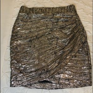 ASTR Gold Black Foiled Mini Skirt